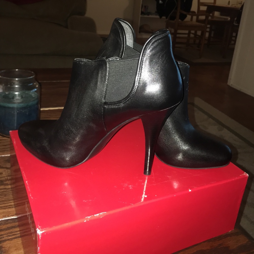 Black leather booties