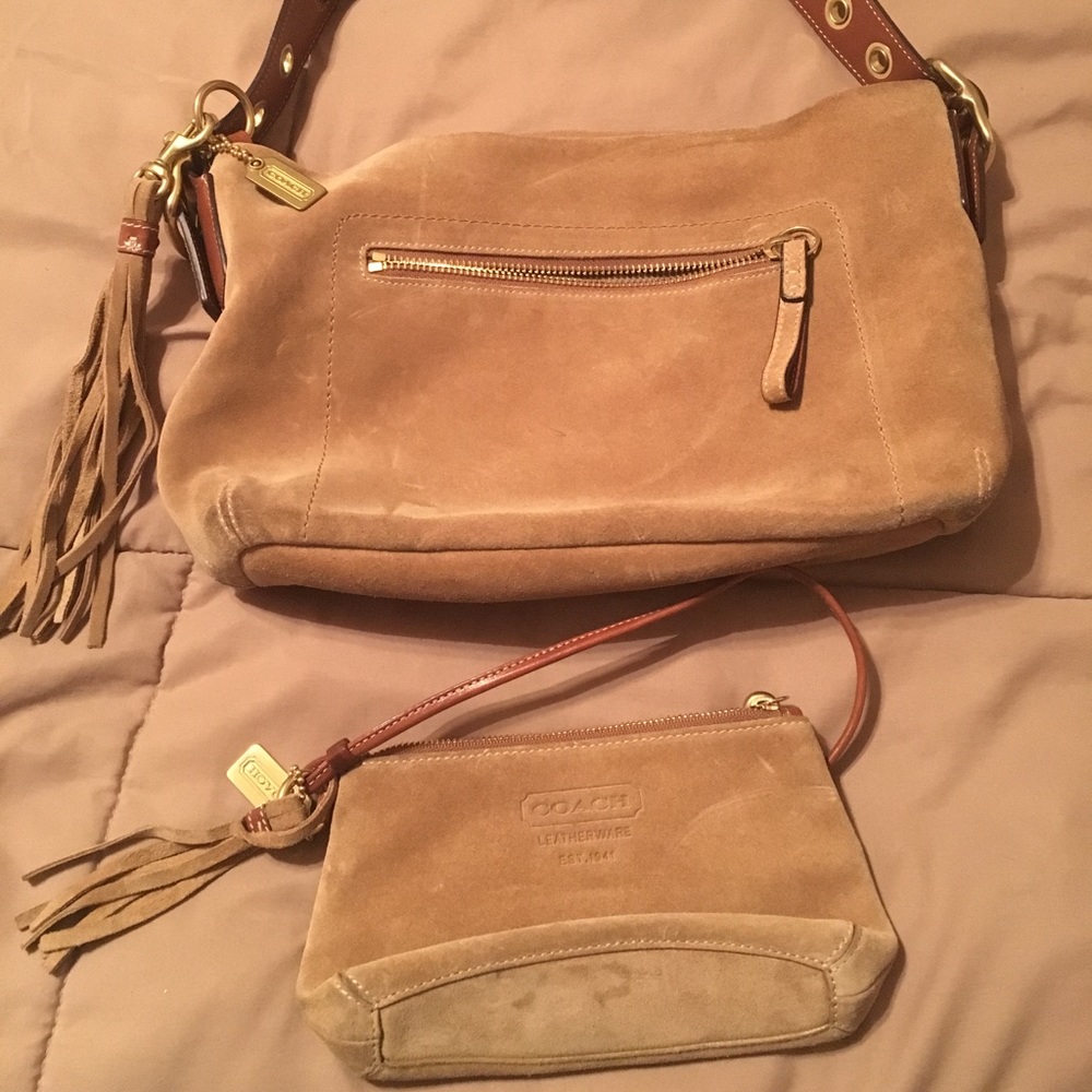 Authentic Coach Suede purse and wristlet