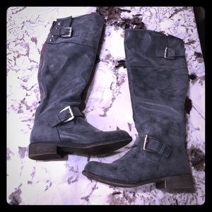 Steve Madden Grey Knee High biker Boots Steve Madden Grey Knee High biker Boots