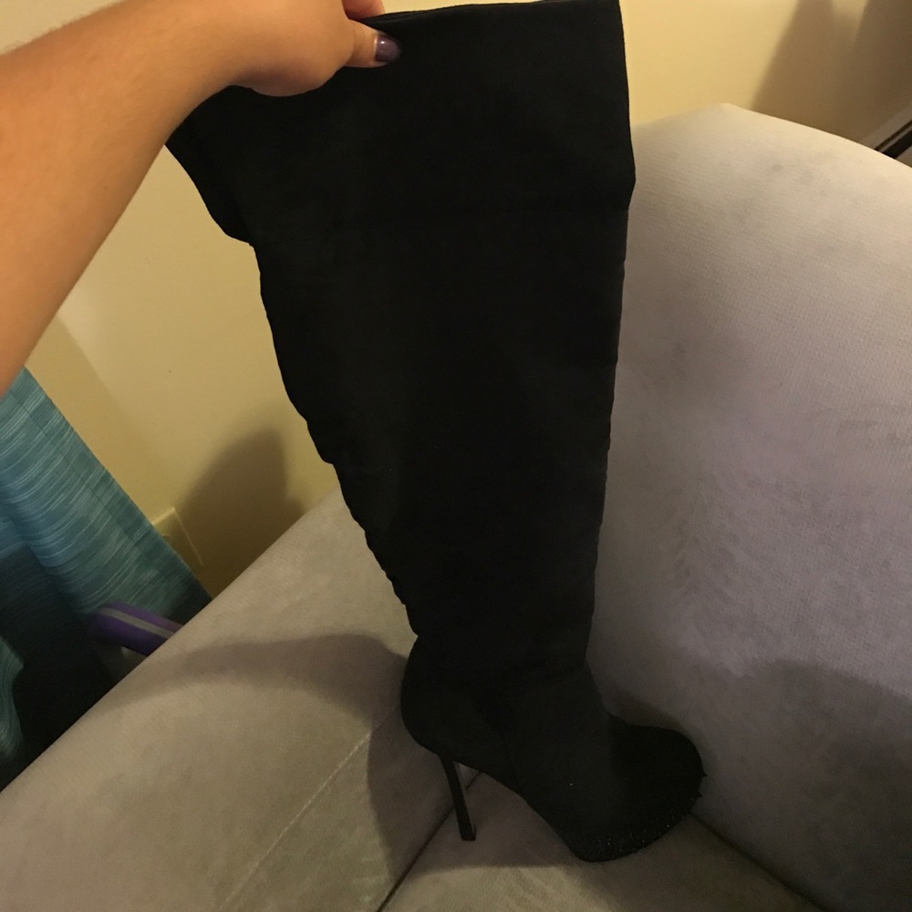 Over the knee high heel boots