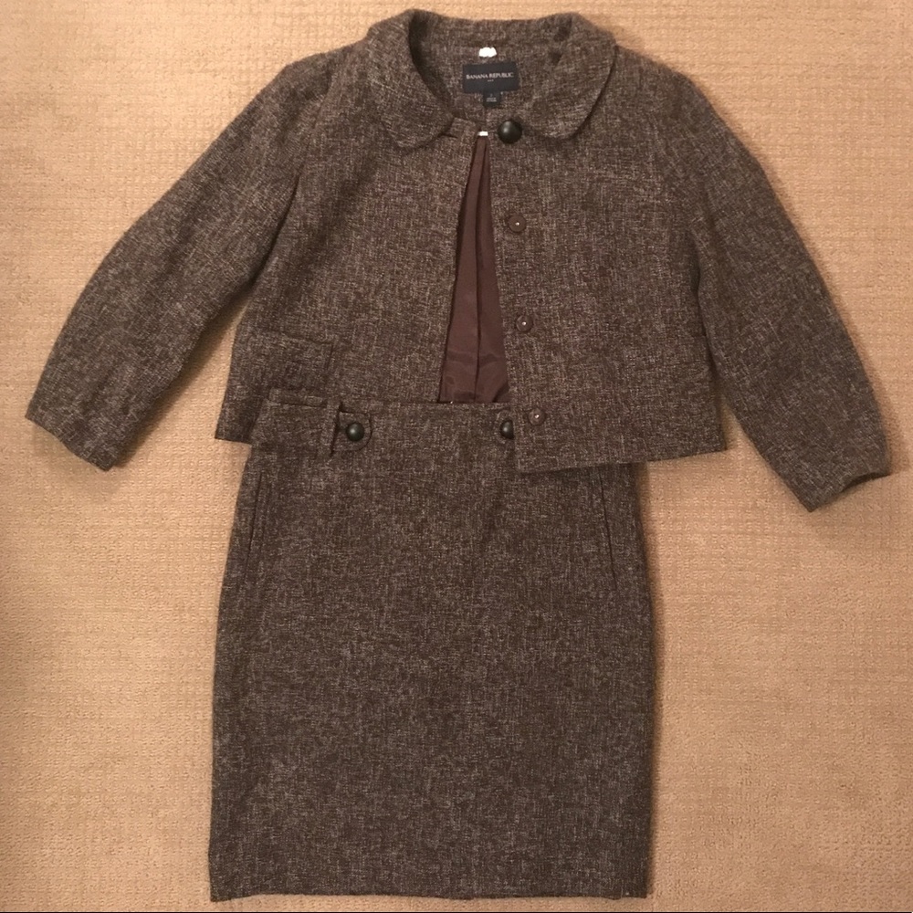 Banana Republic Brown Suit Jacket and Skirt