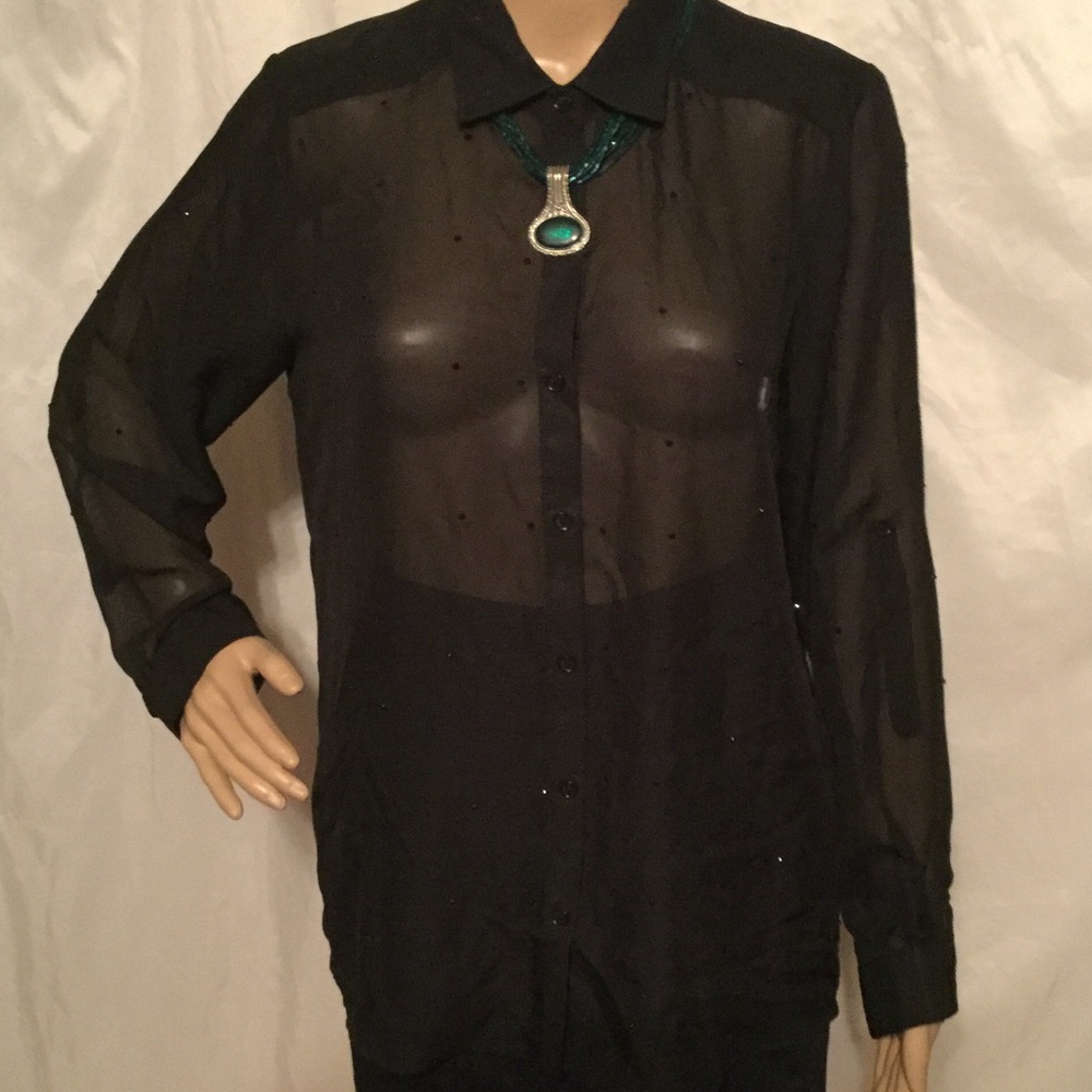 PICK 3 FOR $25 KIRRA Woman Sheer Black Blouse SZM