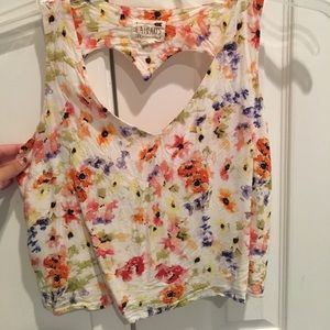 Floral Heart cut out tank