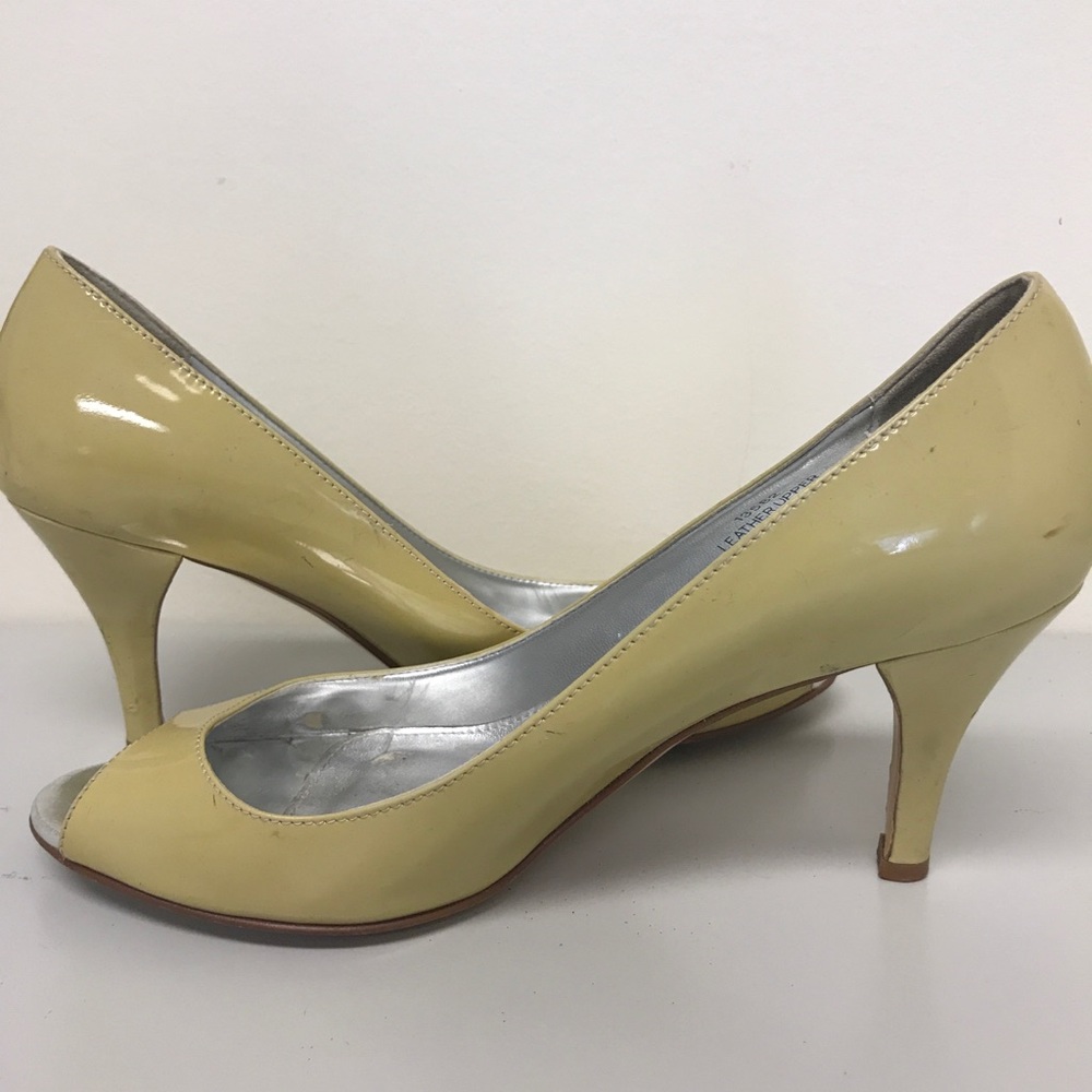 J.Crew patent peep-toe pumps