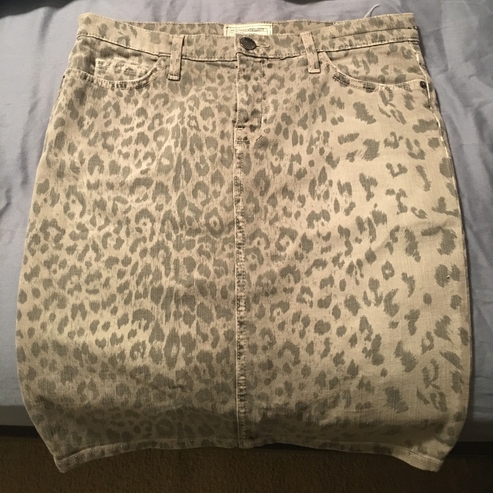 CURRENT ELLIOTT leopard print denim skirt