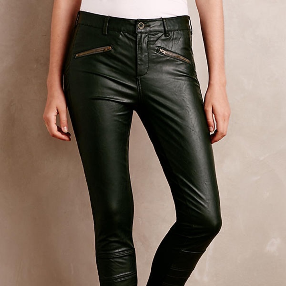 Anthropologie Pilcro Vegan Lester Moto Pants Green