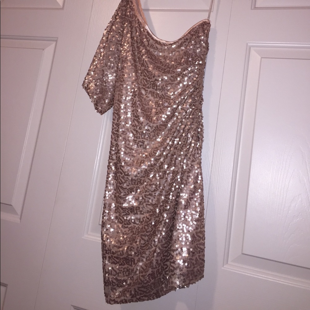 City Triangles mini, one sleeve, sparkly dress!