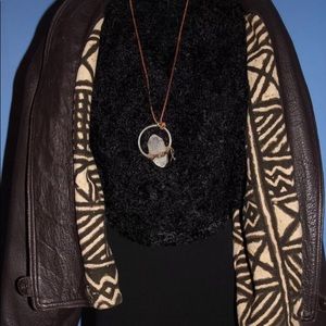 Brown leather reversible to ethnic Jacket