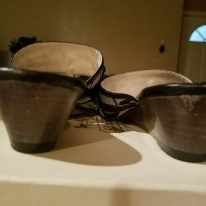 Black and Gray coach sandals