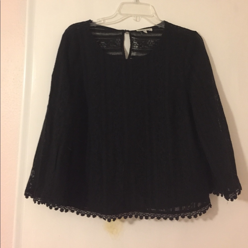 🌿black lace 3/4 sleeve cropped shirt🌿