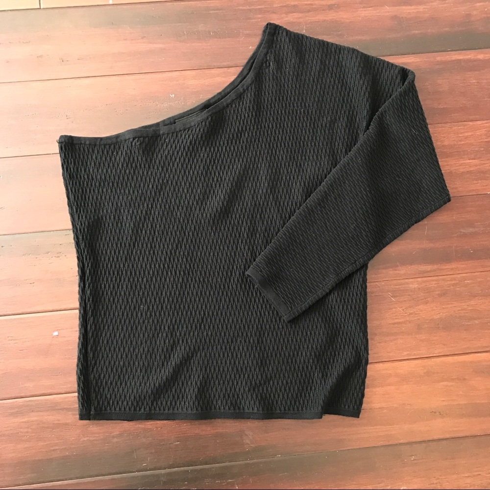 LANE BRYANT NWOT Womens Plus Size 18/20 Solid Black Textured 1 Sleeve Sweater - Picture 4 of 5