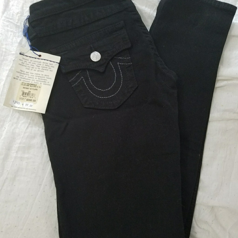NEW True Religion distress black skinny jeans