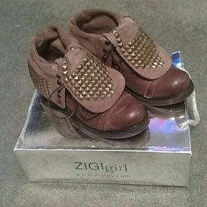 ZigiGirl Chocolate Brown Combat Boot with Studs ZigiGirl Chocolate Brown Combat Boot with Studs