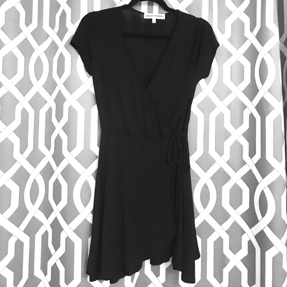 Black faux wrap dress
