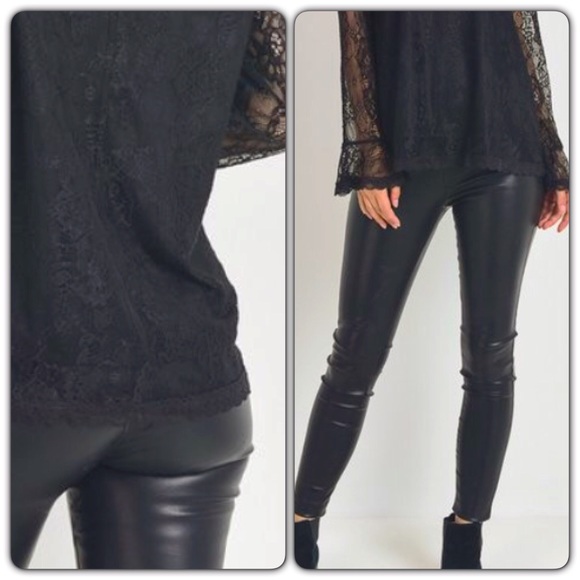 Sassy Faux Leather Zipper Leggings OS - Picture 5 of 7