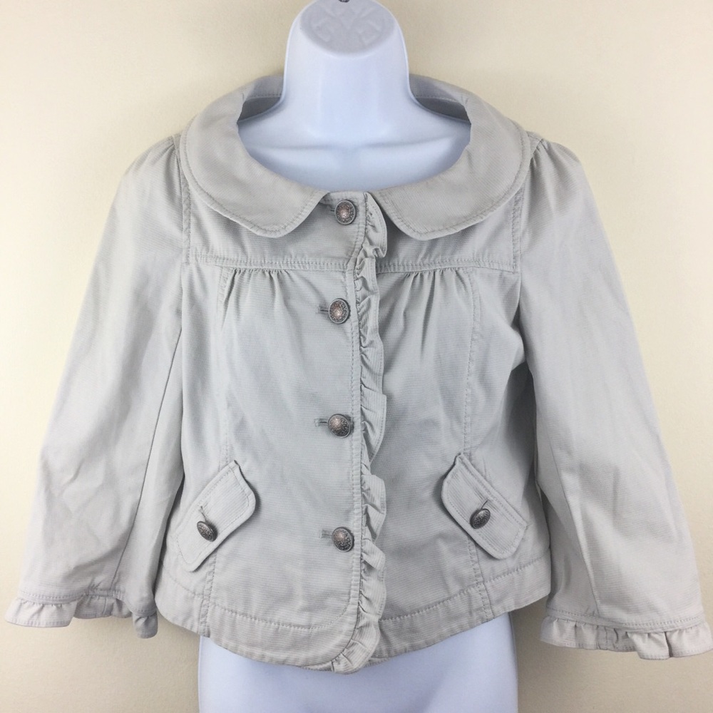 LOFT Ruffled Cute Jacket Quarter Length Sleeves