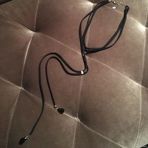 Boho black leather double wrap choker Boho black leather double wrap choker