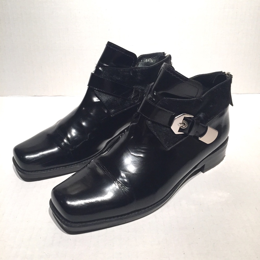 Stuart Weitzman leather and pony hair ankle boot