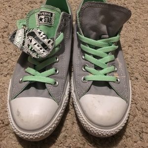 Grey and mint low top converse sneakers