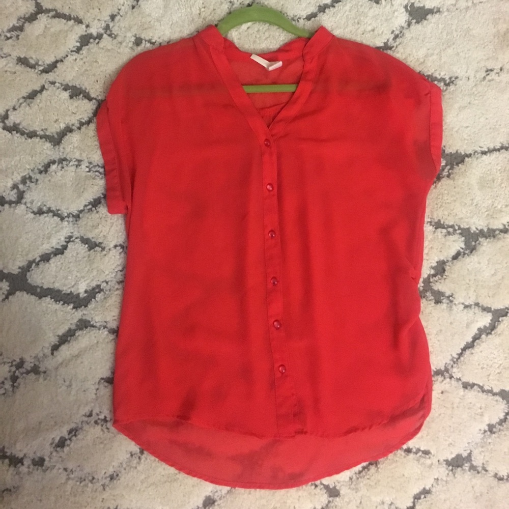 Coral blouse with buttons