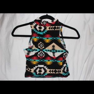 Tank, Tight Fitting, Tribal Print Crop Top