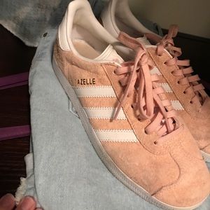 Gazelle Adidas pink and white shoes