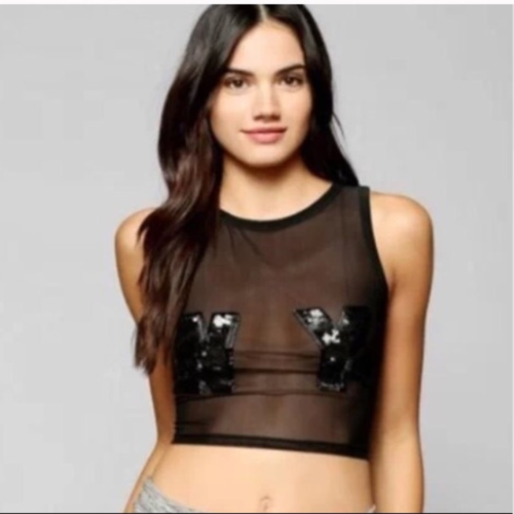 This is my love song "NY" mesh crop tank