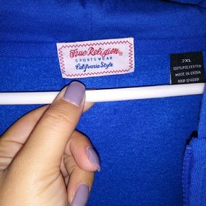 Blue long sleeve true religion zip up