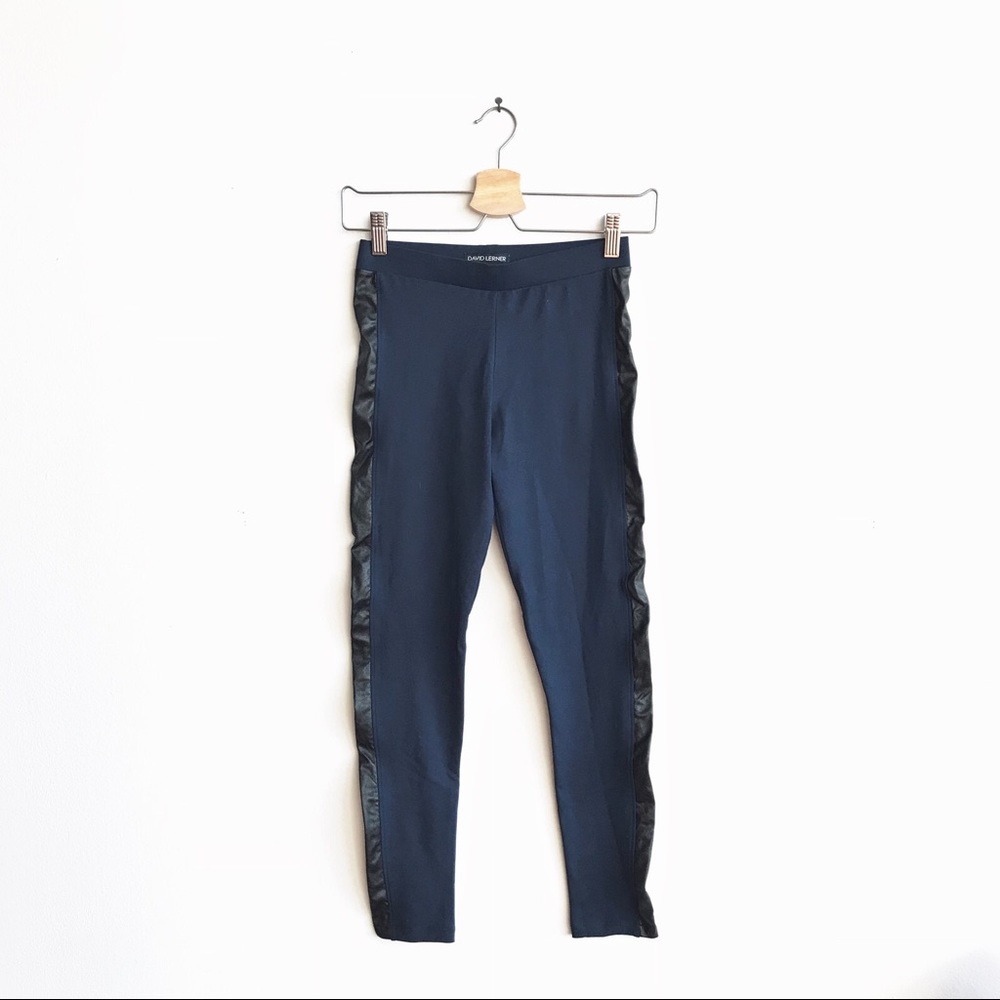 Vegan leather strip comfortable thick leggings