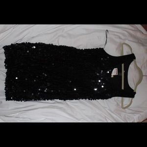 Black Sequin Shift Dress