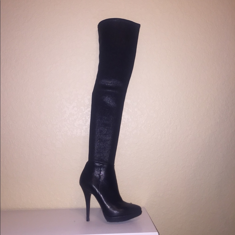 Leather upper over the knee boots