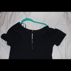 Short Navy Blue Shift Dress w/ gold zipper on back