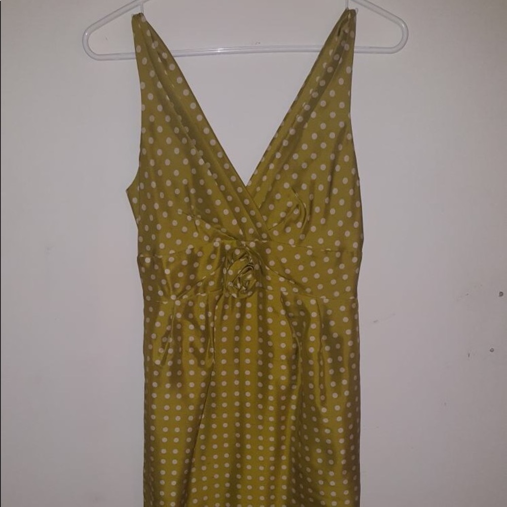 J. Crew rosette dress in silk chartreuse colored