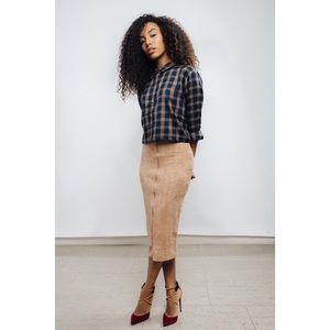 Suede midi skirt