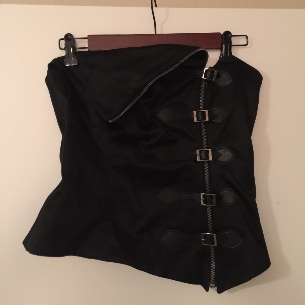 Black Bebe Buckled Corset