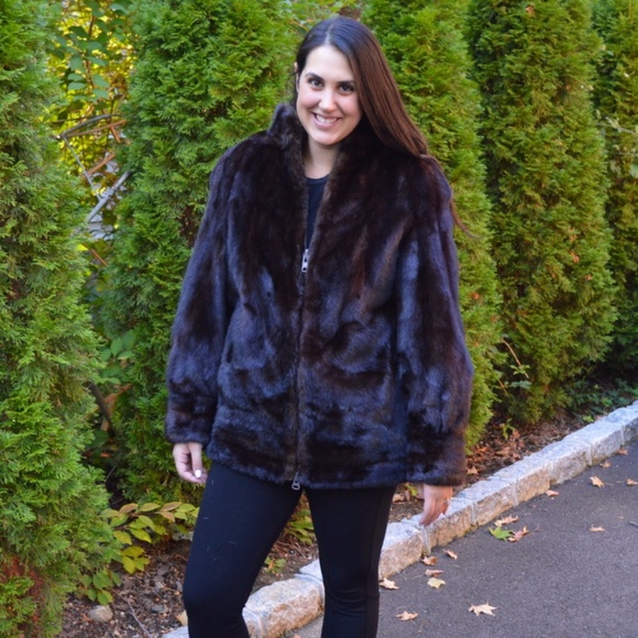 SOLD!Saks Fifth Avenue Mink Fur Coat Jacket Bomber - Picture 1 of 8