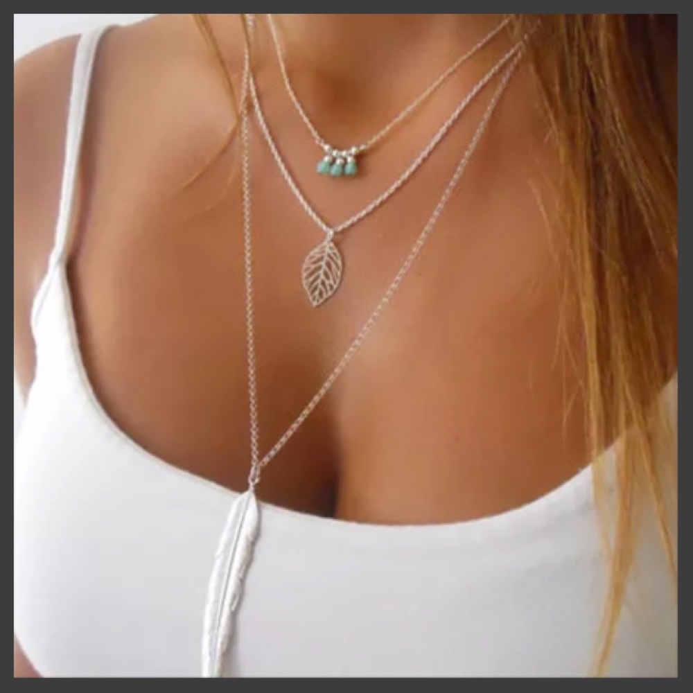 🆕 Beautiful 3- Tiered Boho Necklace - Picture 1 of 2