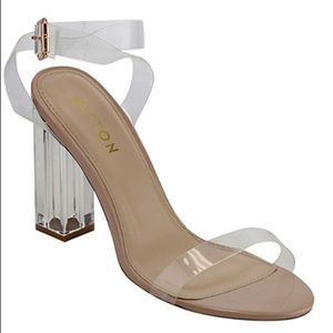 Strappy Clear Lucite Block Heel