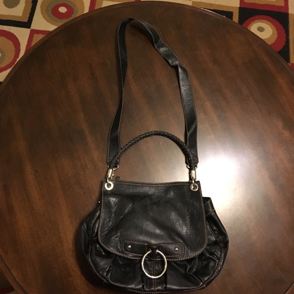 Black Shoulder Bag w/Silver Accents - Picture 2 of 6