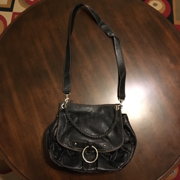 Black Shoulder Bag w/Silver Accents - Picture 3 of 6