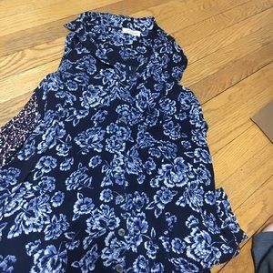 Blue floral collar dress S