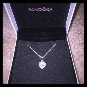 Pandora sparkling heart necklace