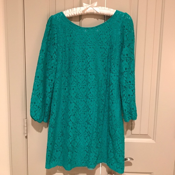 Green Eyelit Mini Dress - Picture 1 of 3