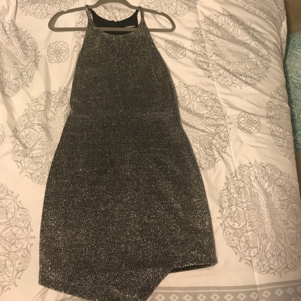 Silver glitter dress.