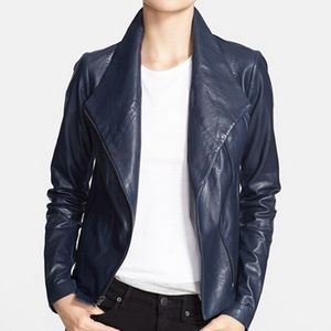 Vince Leather Scuba Jacket - Brand New. Navy/Small