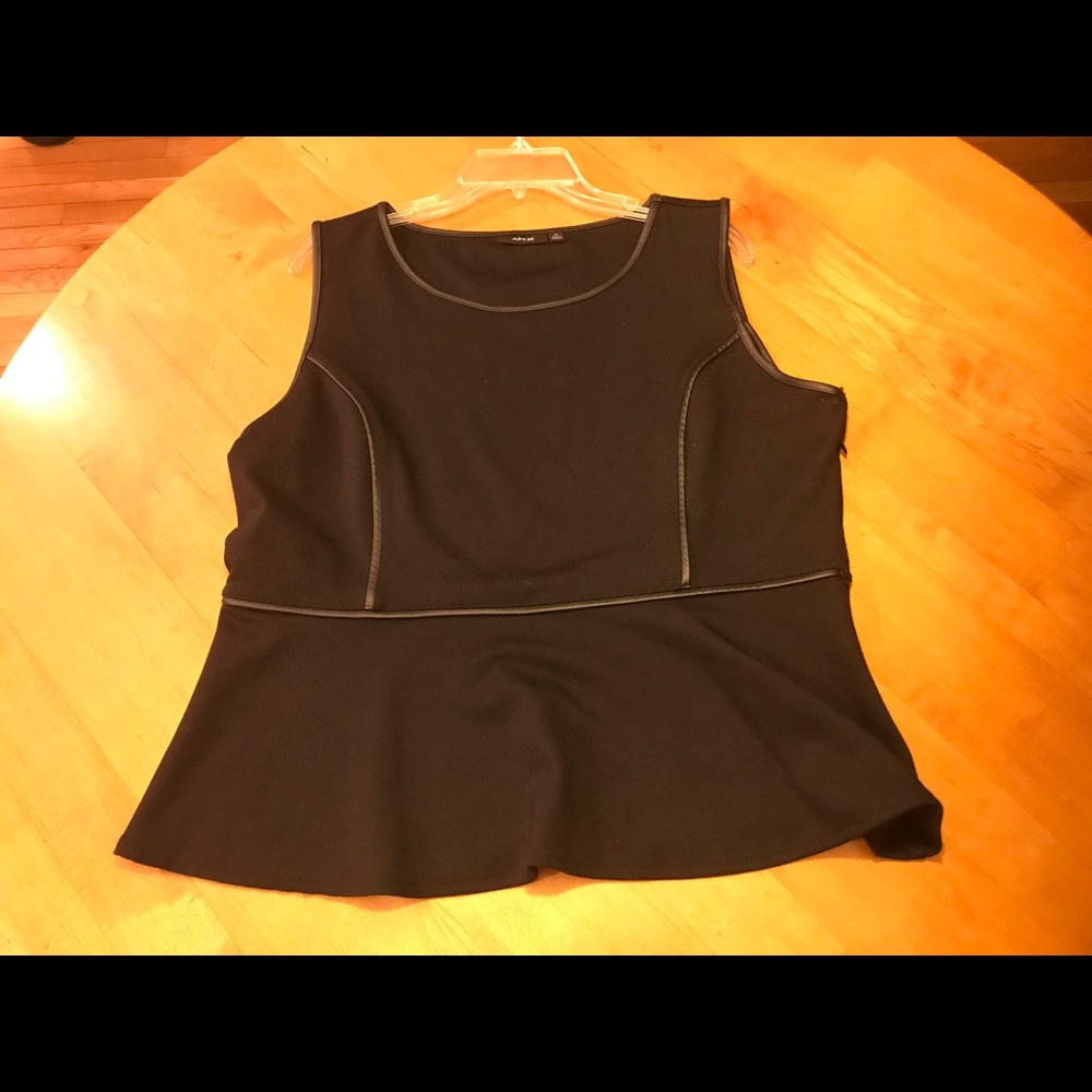 Women's Peplum Shirt Pleather Trim