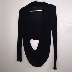Body Central Black Low Scoop Front Long Sleeve