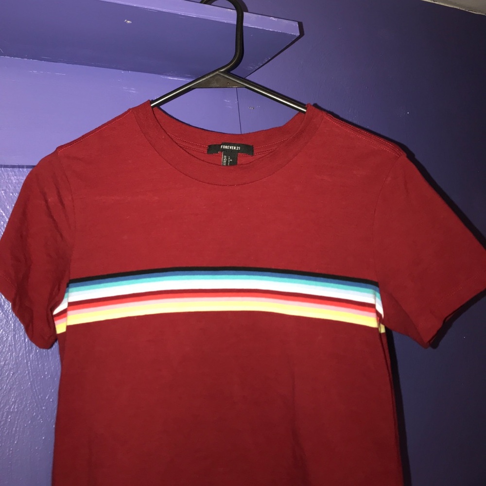 Forever 21 red/rainbow stripe shirt