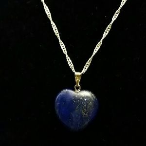 Sterling Silver Blue Lapis Stone Heart Shaped
