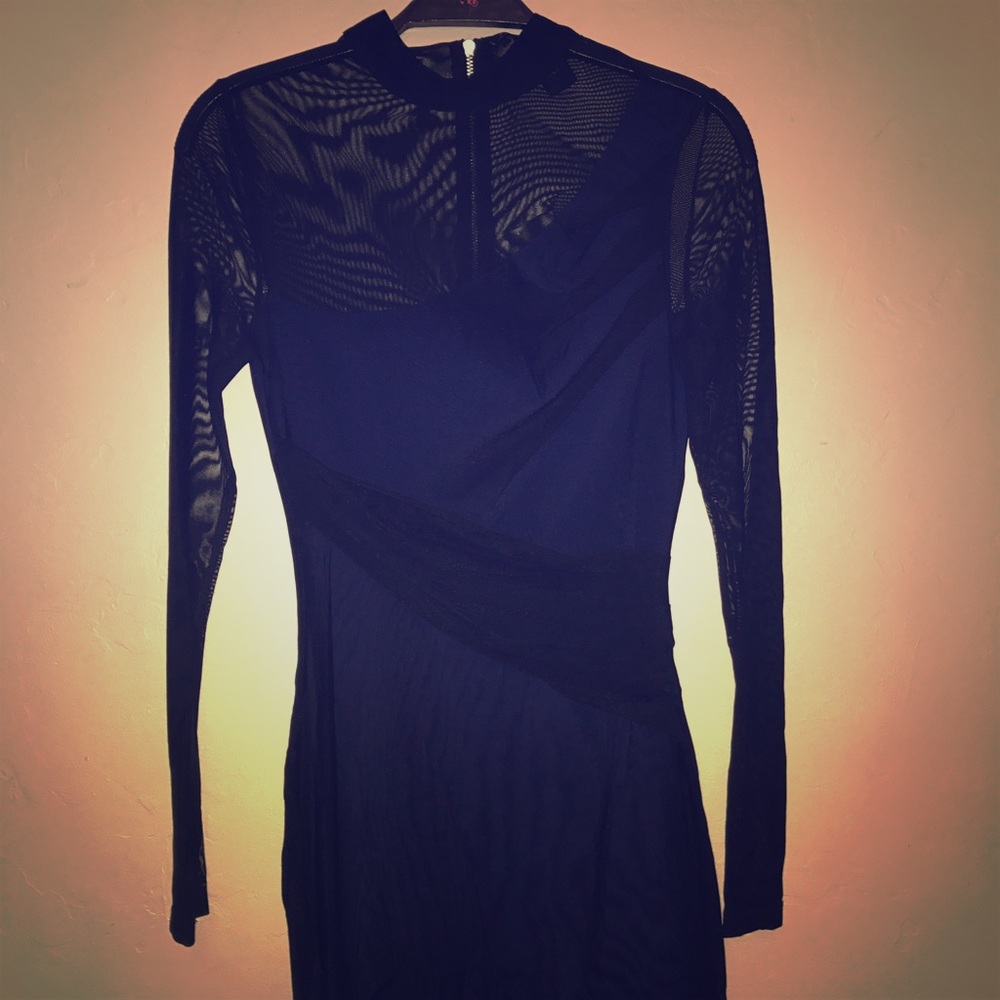 Sheer black dress with blue lining